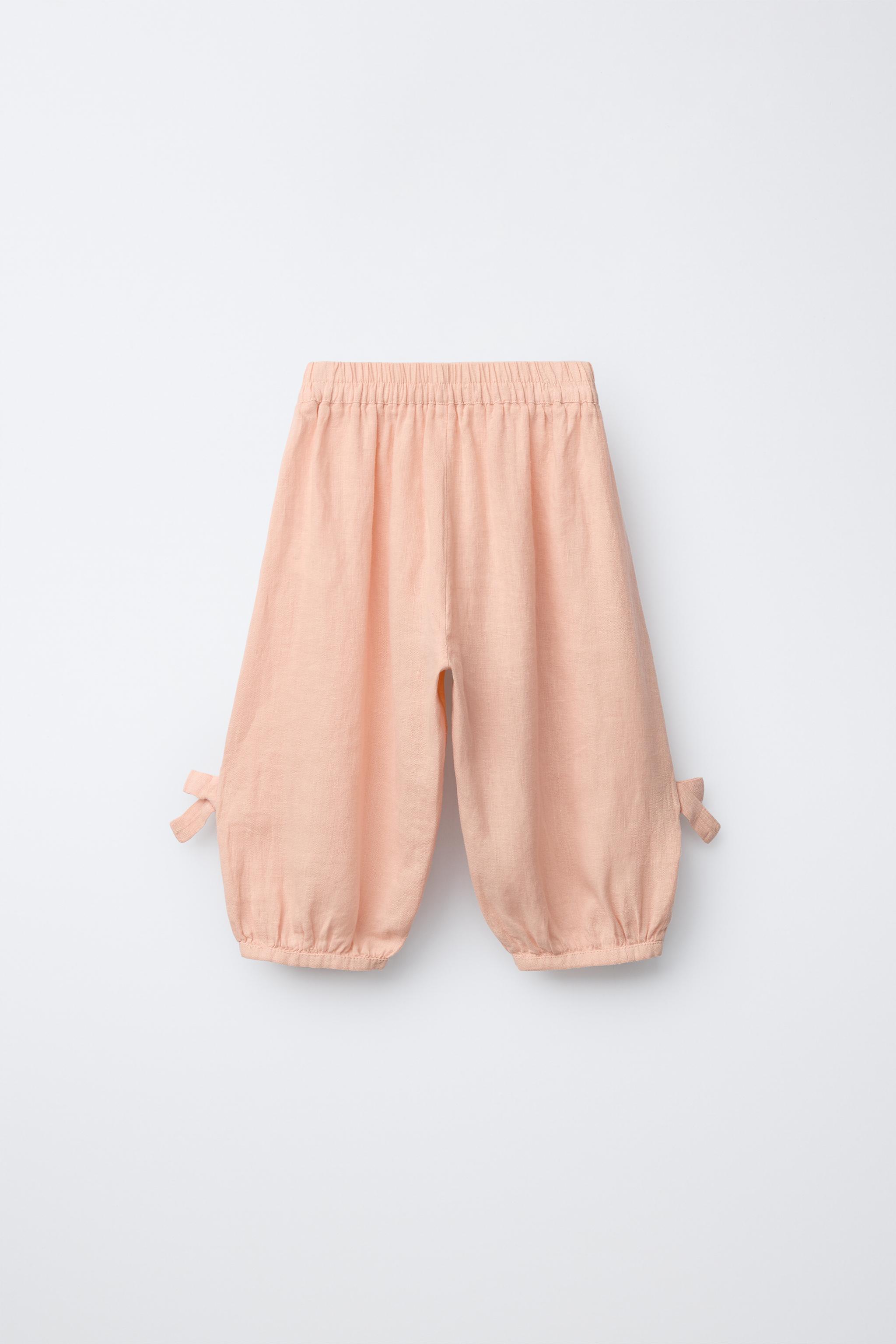 PANTALON BOUFFANT 100% LIN AVEC NŒUDS